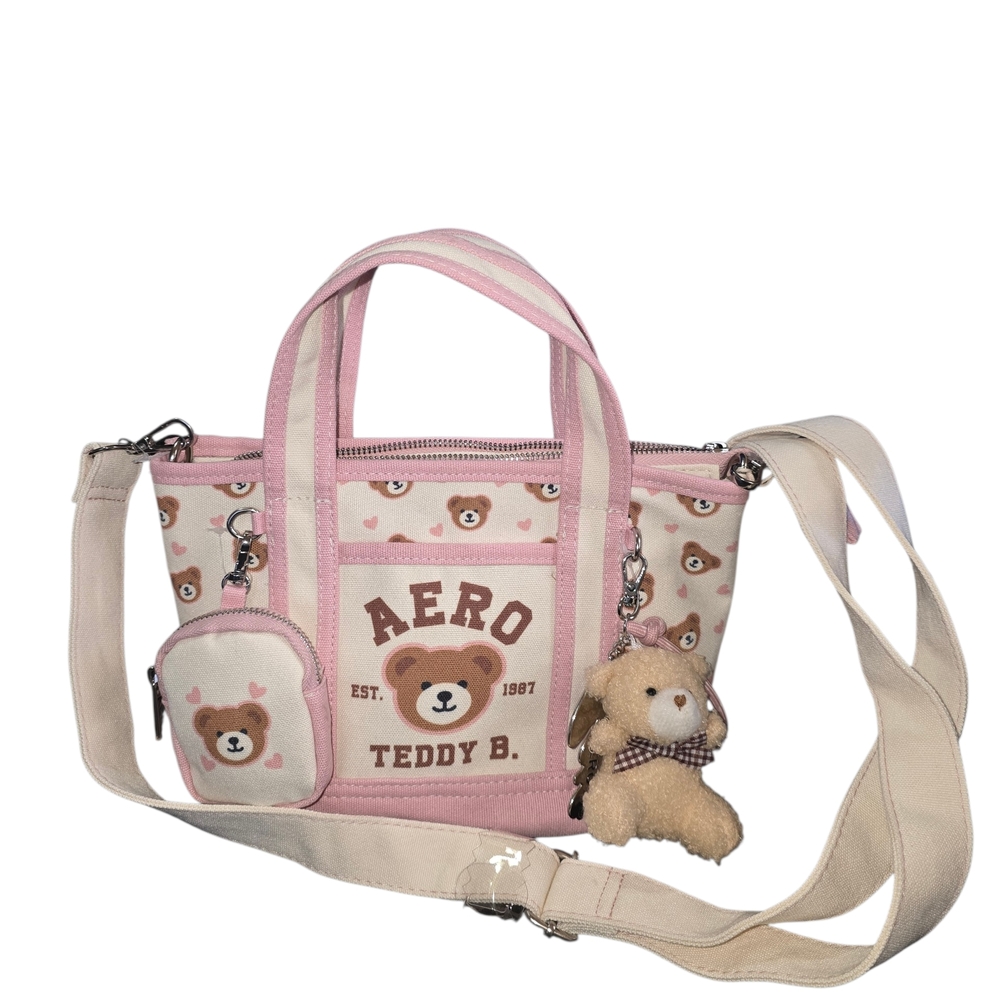 AEROPOSTALE Teddy B. Pink & Cream Bear Tote Bag